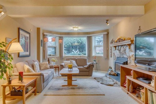8 Douglas Woods View Se, Calgary, AB - Indoor Photo Showing Living Room With Fireplace