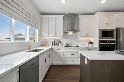135 Huxland Road Ne, Calgary, AB - Indoor Photo Showing Kitchen With Upgraded Kitchen