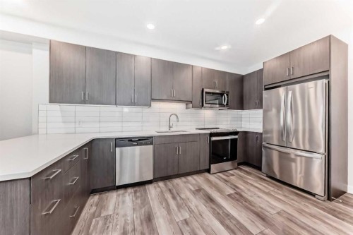 311-55 Wolf Hollow Crescent Se, Calgary, AB - Indoor Photo Showing Kitchen With Upgraded Kitchen
