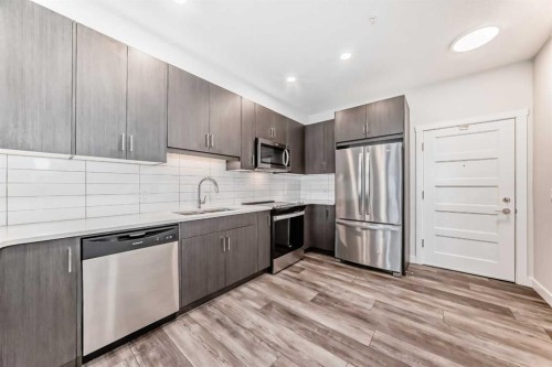 311-55 Wolf Hollow Crescent Se, Calgary, AB - Indoor Photo Showing Kitchen With Upgraded Kitchen
