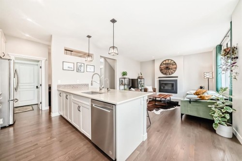 156 Masters Rise Se, Calgary, AB - Indoor Photo Showing Other Room With Fireplace