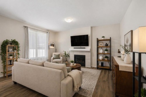 33 Carringham Heights Nw, Calgary, AB - Indoor Photo Showing Living Room With Fireplace