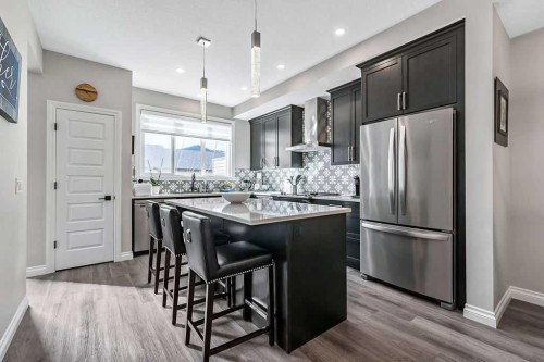 91 Wolf Hollow Park Se, Calgary, AB - Indoor Photo Showing Kitchen With Stainless Steel Kitchen With Upgraded Kitchen