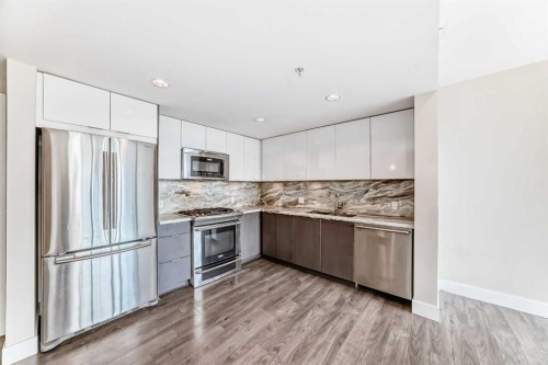 204-560 6 Avenue Se, Calgary, AB - Indoor Photo Showing Kitchen With Stainless Steel Kitchen With Upgraded Kitchen