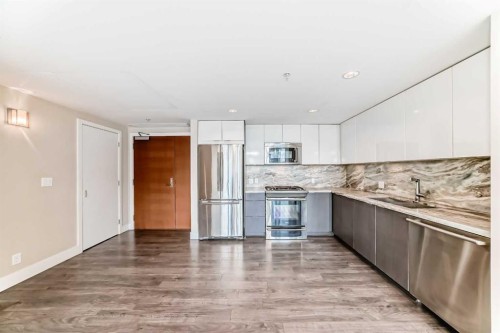 204-560 6 Avenue Se, Calgary, AB - Indoor Photo Showing Kitchen With Stainless Steel Kitchen With Upgraded Kitchen