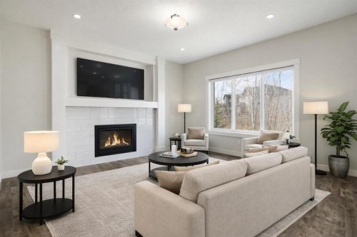 193 Walgrove Terrace Se, Calgary, AB - Indoor Photo Showing Living Room With Fireplace
