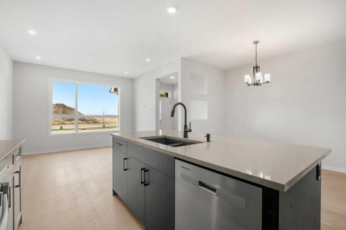 213 Bridgeport Gate, Chestermere, AB - Indoor Photo Showing Kitchen With Double Sink