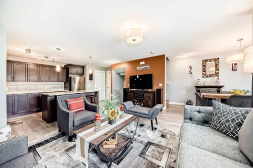 222 Redstone View Ne, Calgary, AB - Indoor Photo Showing Living Room