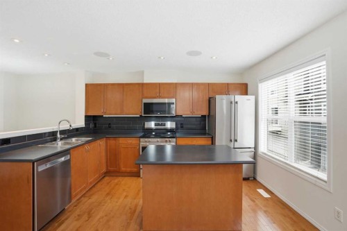 305 Elgin Gardens Se, Calgary, AB - Indoor Photo Showing Kitchen With Double Sink