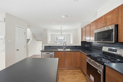 305 Elgin Gardens Se, Calgary, AB - Indoor Photo Showing Kitchen With Double Sink