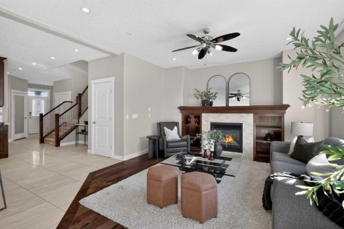 26 Sage Meadows Way Nw, Calgary, AB - Indoor Photo Showing Living Room With Fireplace