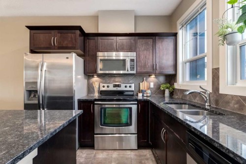 705 Evanston Square Nw, Calgary, AB - Indoor Photo Showing Kitchen With Double Sink With Upgraded Kitchen