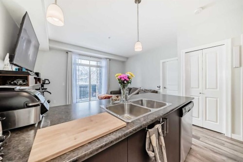 101-117 Copperpond Common Se, Calgary, AB - Indoor Photo Showing Kitchen With Double Sink