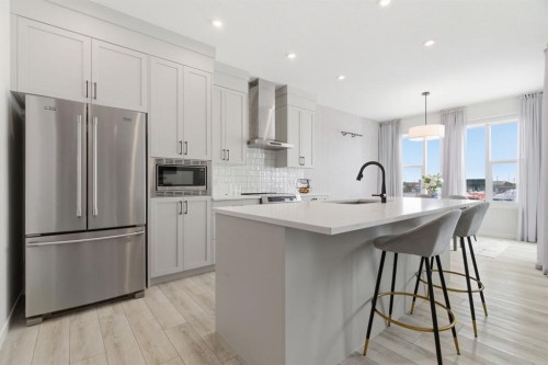 54 Belmont Manor Sw, Calgary, AB - Indoor Photo Showing Kitchen With Stainless Steel Kitchen With Upgraded Kitchen