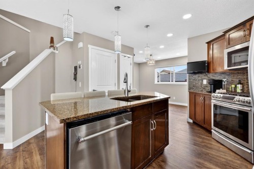 180 Walden Gate Se, Calgary, AB - Indoor Photo Showing Kitchen With Stainless Steel Kitchen With Double Sink With Upgraded Kitchen