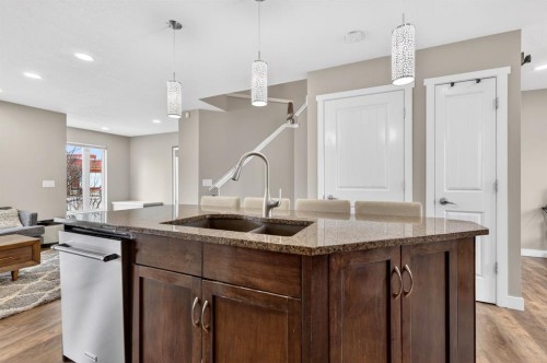 180 Walden Gate Se, Calgary, AB - Indoor Photo Showing Kitchen With Double Sink