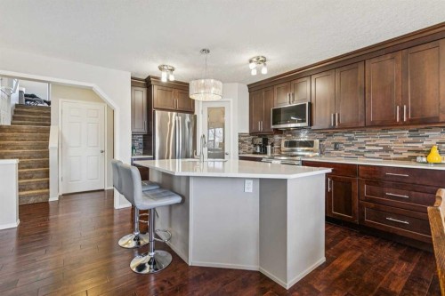 18519 Chaparral Manor Se, Calgary, AB - Indoor Photo Showing Kitchen With Stainless Steel Kitchen With Upgraded Kitchen