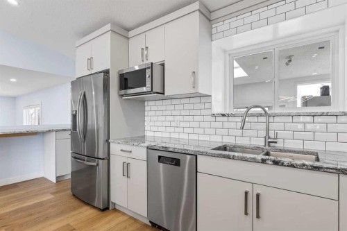 55 Whitehaven Crescent Ne, Calgary, AB - Indoor Photo Showing Kitchen With Double Sink With Upgraded Kitchen