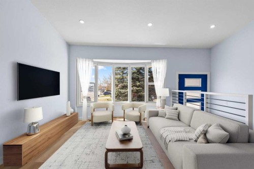 55 Whitehaven Crescent Ne, Calgary, AB - Indoor Photo Showing Living Room