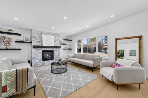 268 Silver Brook Way Nw, Calgary, AB - Indoor Photo Showing Living Room With Fireplace