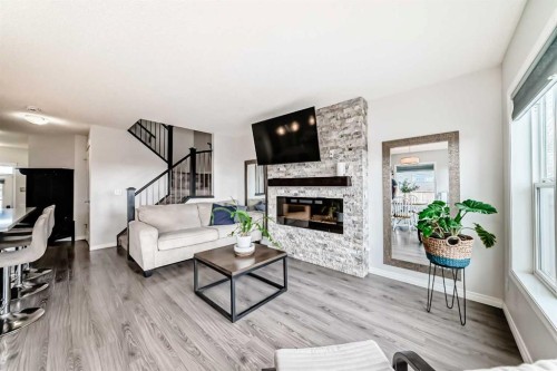 289 Auburn Meadows Place Se, Calgary, AB - Indoor Photo Showing Living Room With Fireplace