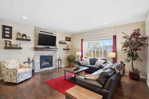 26 Sage Valley Mews Nw, Calgary, AB - Indoor Photo Showing Living Room With Fireplace