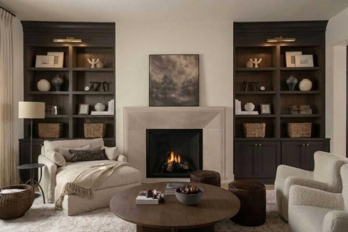 2631 63 Avenue Sw, Calgary, AB - Indoor Photo Showing Living Room With Fireplace