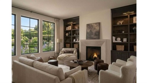 2631 63 Avenue Sw, Calgary, AB - Indoor Photo Showing Living Room With Fireplace