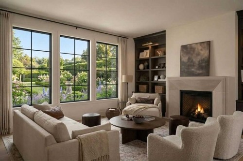 2631 63 Avenue Sw, Calgary, AB - Indoor Photo Showing Living Room With Fireplace
