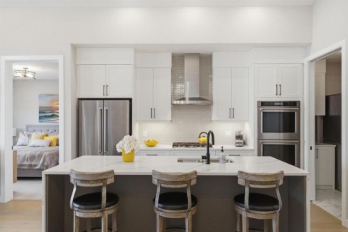 408 Crestridge Common Sw, Calgary, AB - Indoor Photo Showing Kitchen With Upgraded Kitchen