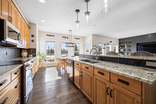 106 Evergreen Common Sw, Calgary, AB - Indoor Photo Showing Kitchen With Double Sink With Upgraded Kitchen