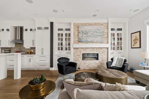 3917 16 Street Sw, Calgary, AB - Indoor Photo Showing Living Room With Fireplace