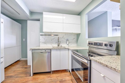 35B-231 Heritage Drive Se, Calgary, AB - Indoor Photo Showing Kitchen With Stainless Steel Kitchen