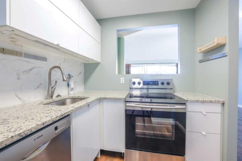 35B-231 Heritage Drive Se, Calgary, AB - Indoor Photo Showing Kitchen With Stainless Steel Kitchen With Upgraded Kitchen
