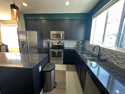 113 Copperpond Row Se, Calgary, AB - Indoor Photo Showing Kitchen With Stainless Steel Kitchen With Double Sink With Upgraded Kitchen