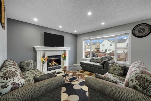 14 Marthas Close Ne, Calgary, AB - Indoor Photo Showing Living Room With Fireplace