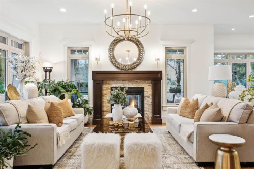108 Posthill Drive Sw, Calgary, AB - Indoor Photo Showing Living Room With Fireplace