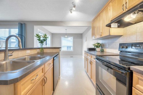 84 Evermeadow Manor Sw, Calgary, AB - Indoor Photo Showing Kitchen With Double Sink