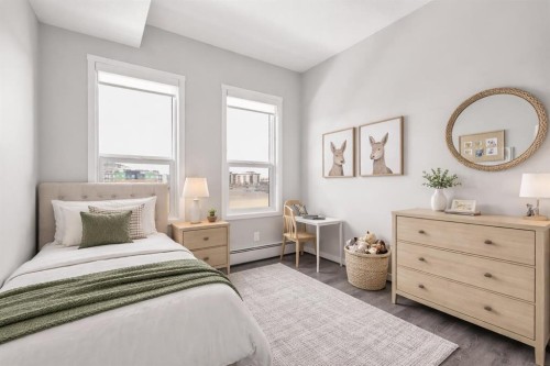 409-4350 Seton Drive Se, Calgary, AB - Indoor Photo Showing Bedroom
