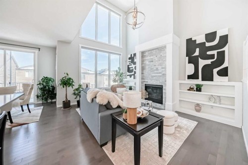 64 Nolancrest Manor Nw, Calgary, AB - Indoor Photo Showing Living Room With Fireplace