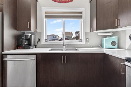 23 Belgian Link, Cochrane, AB - Indoor Photo Showing Kitchen With Double Sink