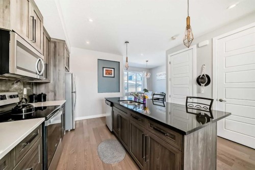 1016 Lanark Boulevard Se, Airdrie, AB - Indoor Photo Showing Kitchen With Double Sink With Upgraded Kitchen