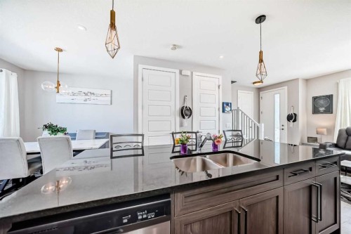 1016 Lanark Boulevard Se, Airdrie, AB - Indoor Photo Showing Kitchen With Double Sink With Upgraded Kitchen