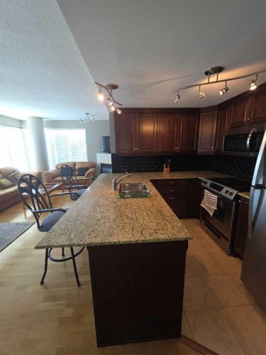 2208-910 5 Avenue Sw, Calgary, AB - Indoor Photo Showing Kitchen With Double Sink