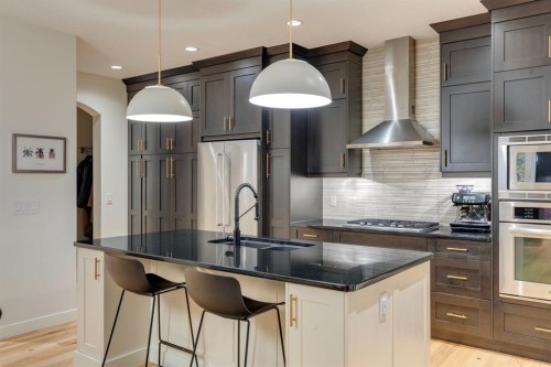 29 Aspenshire Crescent Sw, Calgary, AB - Indoor Photo Showing Kitchen With Stainless Steel Kitchen With Double Sink With Upgraded Kitchen