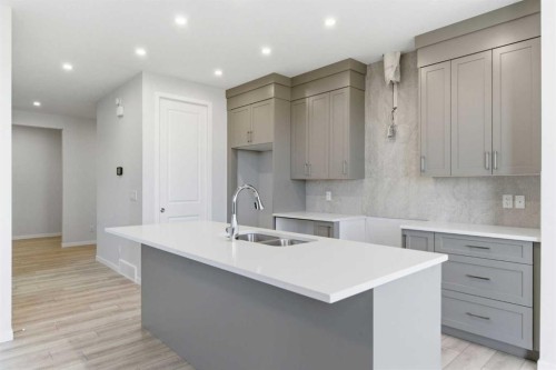 623 Buffaloberry Manor Se, Calgary, AB - Indoor Photo Showing Kitchen With Double Sink With Upgraded Kitchen