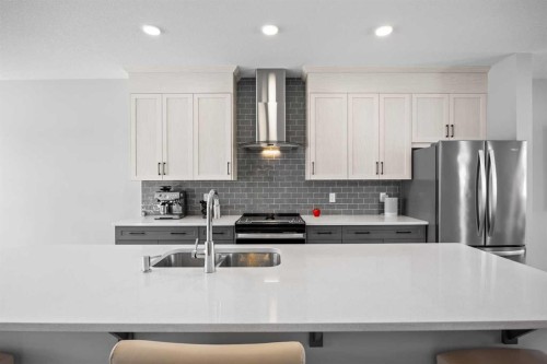 170 Dawson Harbour Rise, Chestermere, AB - Indoor Photo Showing Kitchen With Stainless Steel Kitchen With Double Sink With Upgraded Kitchen