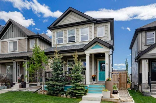 31 Sunset Link, Cochrane, AB - Outdoor With Deck Patio Veranda With Facade