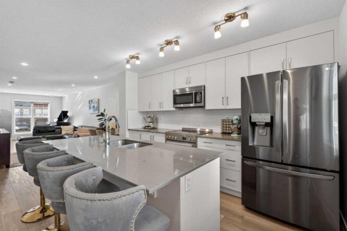 340 Cranbrook Square Se, Calgary, AB - Indoor Photo Showing Kitchen With Stainless Steel Kitchen With Double Sink With Upgraded Kitchen