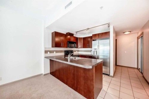 502-210 15 Avenue Se, Calgary, AB - Indoor Photo Showing Kitchen With Double Sink
